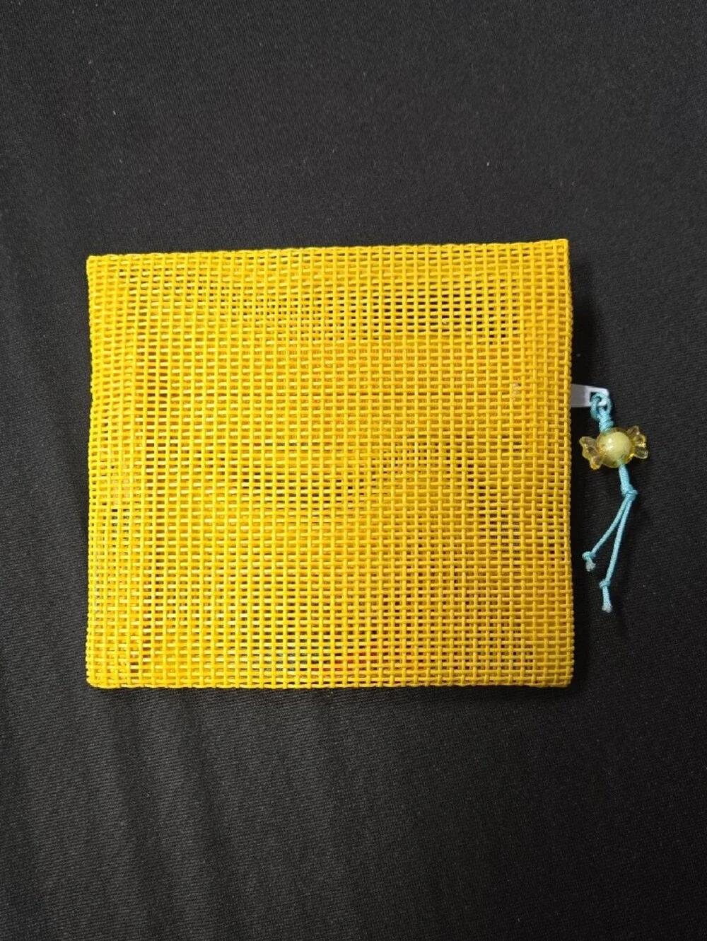 Handmade Hello Kitty Blue and Yellow Mesh Kids Zip Pouch 4